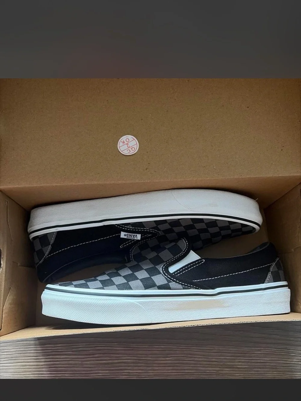 Vans Slip-On Checkerboard Canvas Loafers - Black & Gray